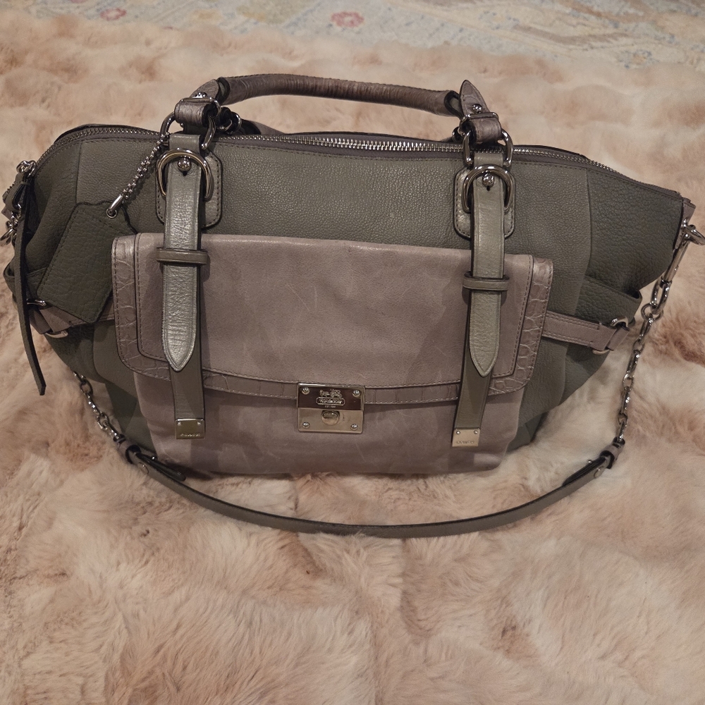 Coach Olive Green and Taupe Satchel
